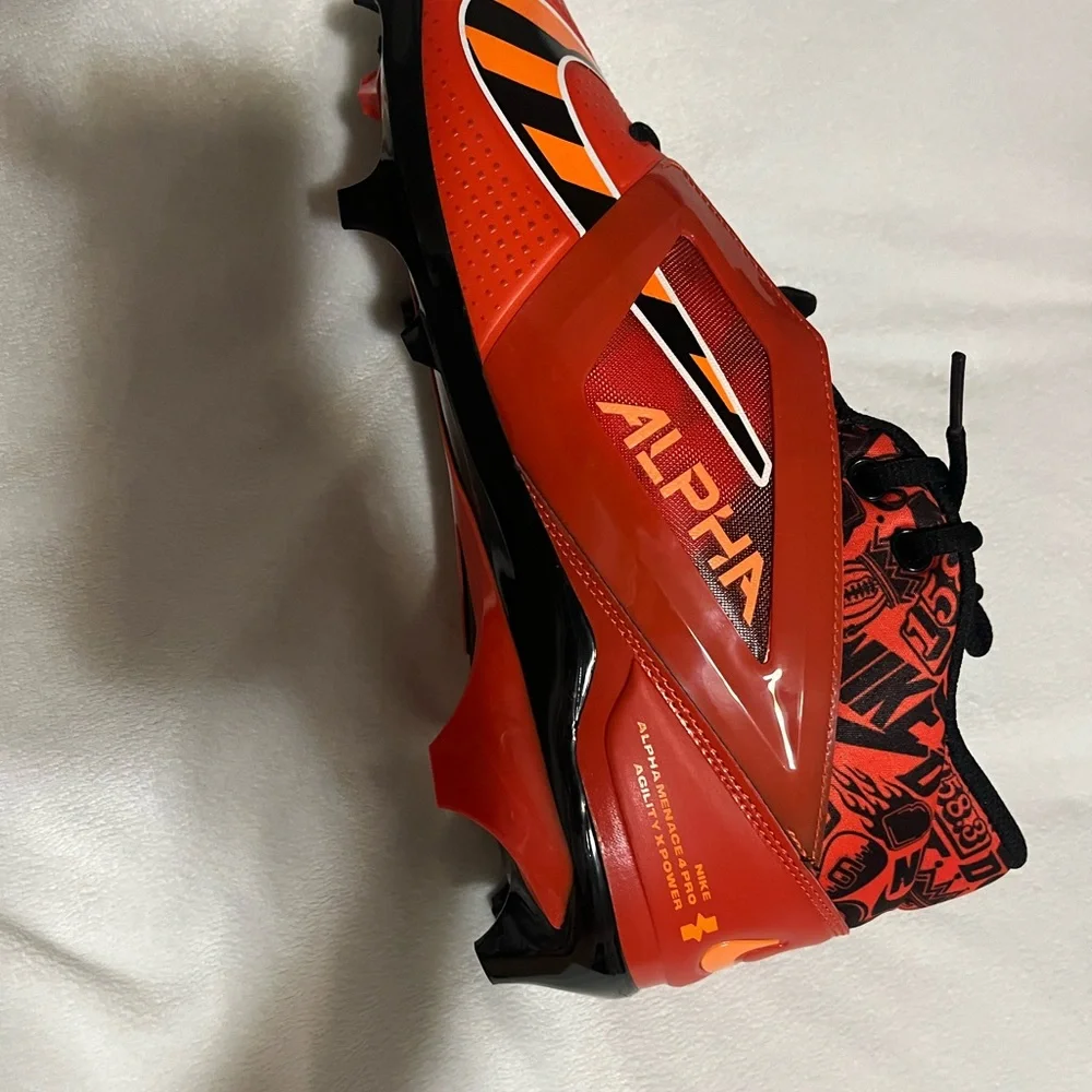 NIKE Alpha Menace 4 Pro 'Picante Red Black FQ3984 600 Football Cleats Size 12